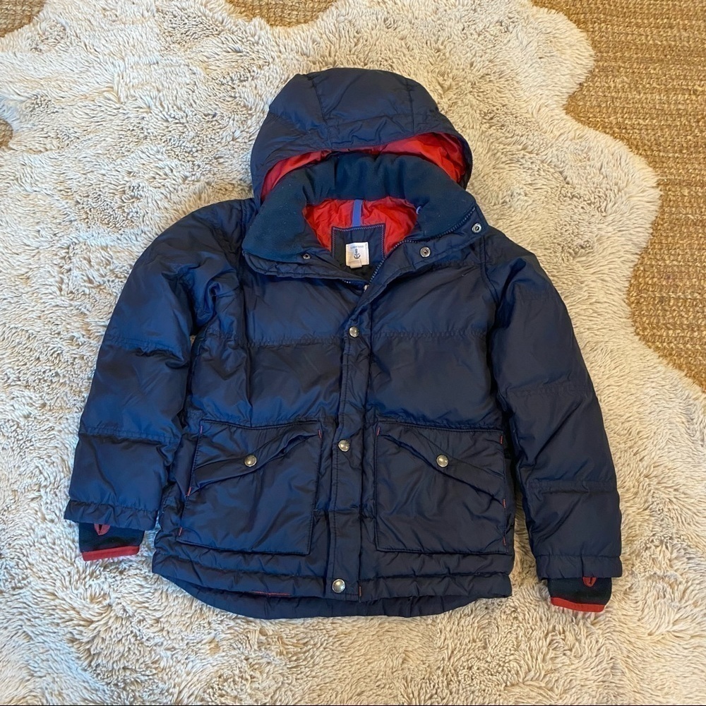 lands end puffer navy red jacket Down boys 8 insulated